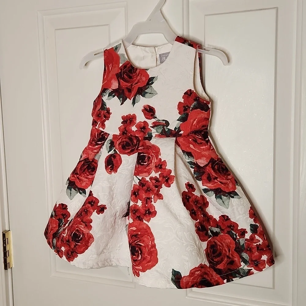 The Children's Place Cream Red Floral Dress Size 12-18M
